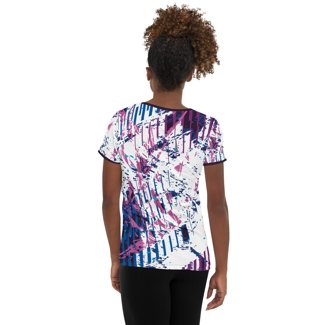 Women's Athletic T-shirt - White-Purple Trace