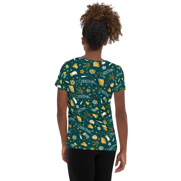 Women's Athletic T-shirt - Green Christmas