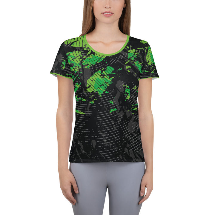 Women's Athletic T-shirt - Black-Green Radar