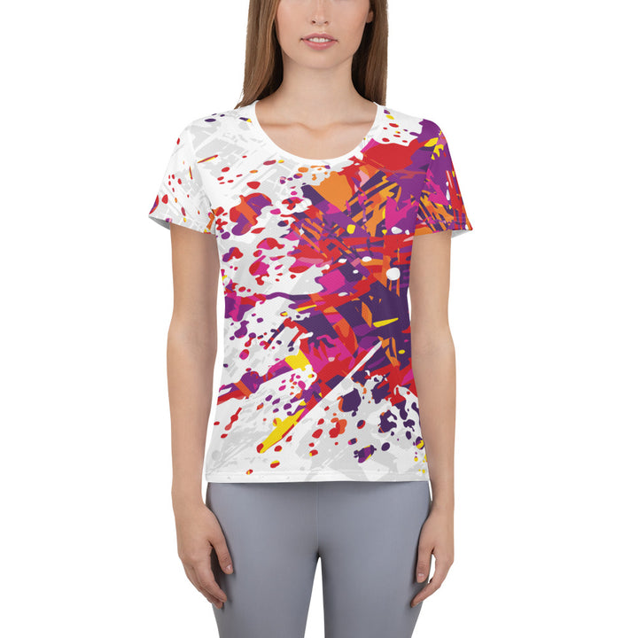 Women's Athletic T-shirt - White-Red Explosion