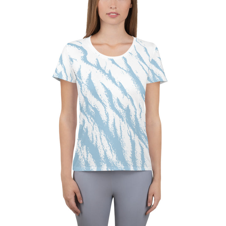 Women's Athletic T-shirt - Blue-White Sand