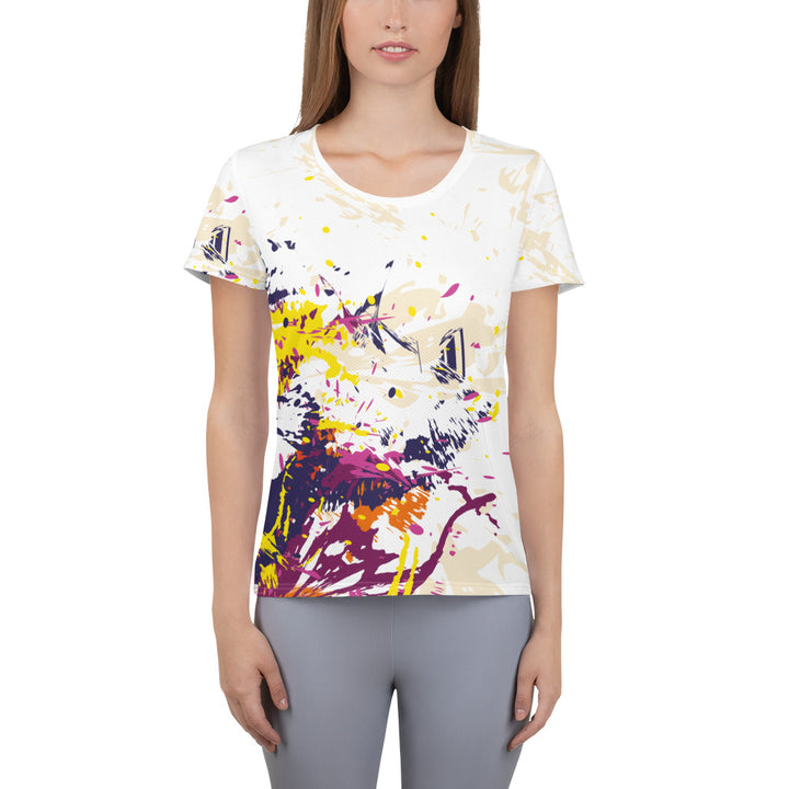 Women's Athletic T-shirt - White-Purple Burst