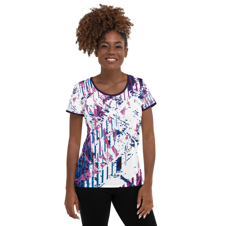 Women's Athletic T-shirt - White-Purple Trace