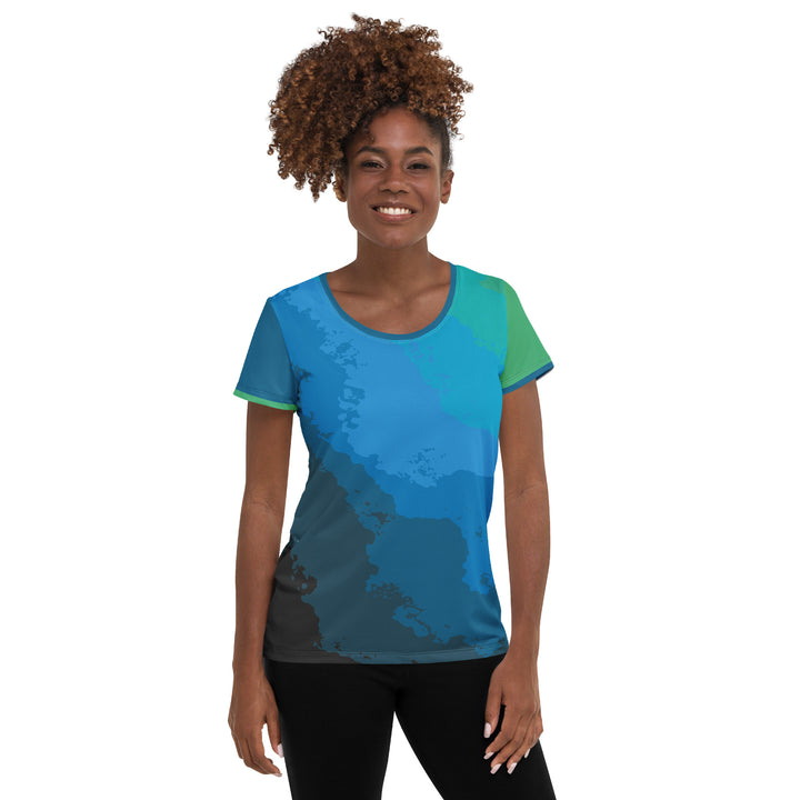 Women's Athletic T-shirt - Blue-Green Fog