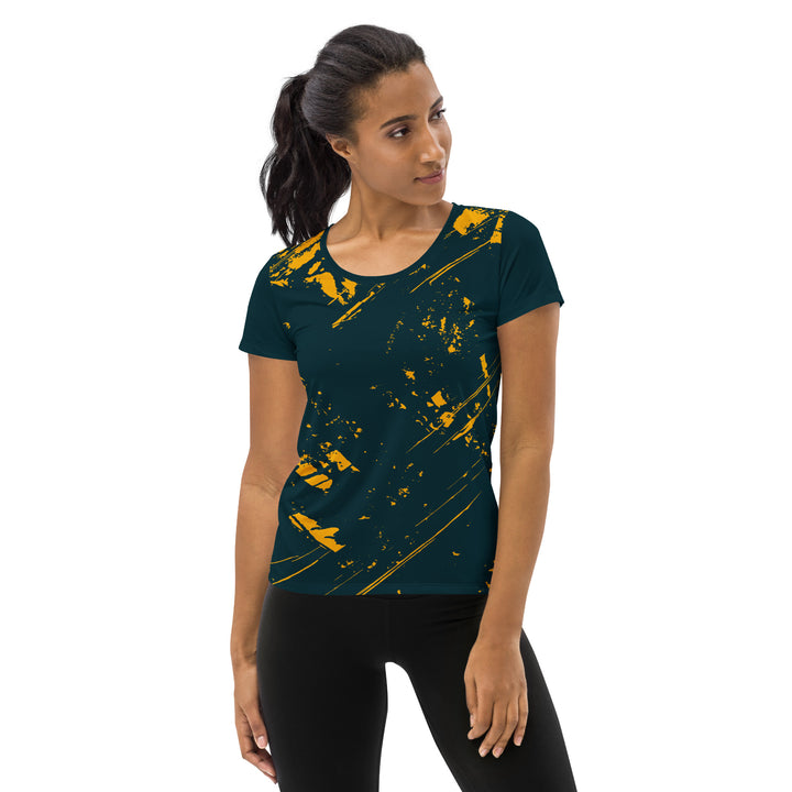 Women's Athletic T-shirt - Blue-Yellow Comet