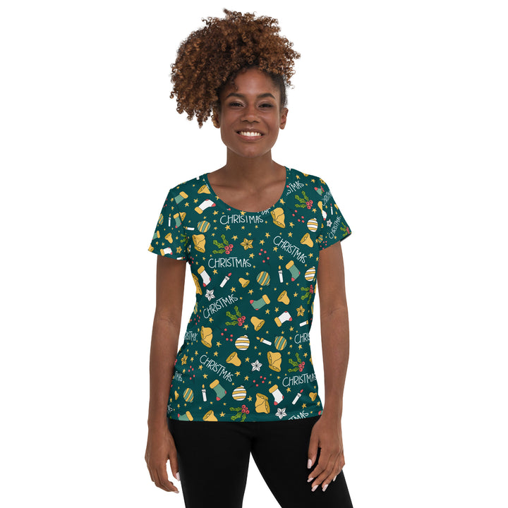 Women's Athletic T-shirt - Green Christmas