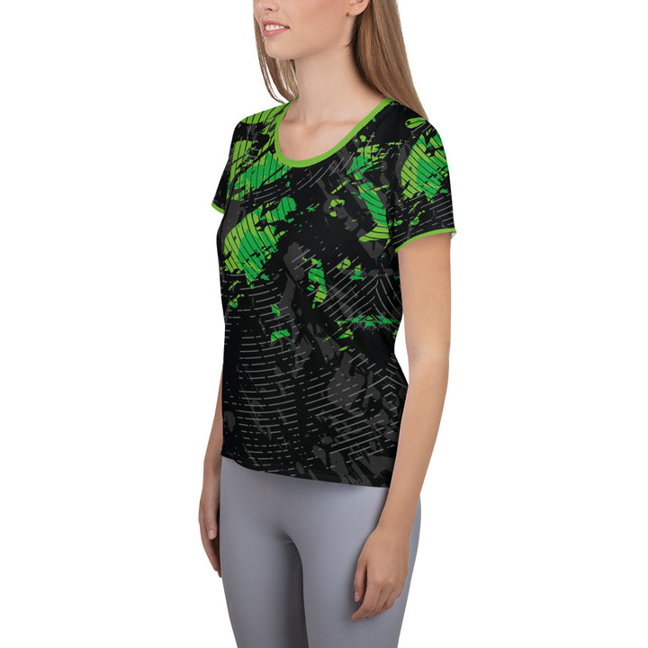 Women's Athletic T-shirt - Black-Green Radar