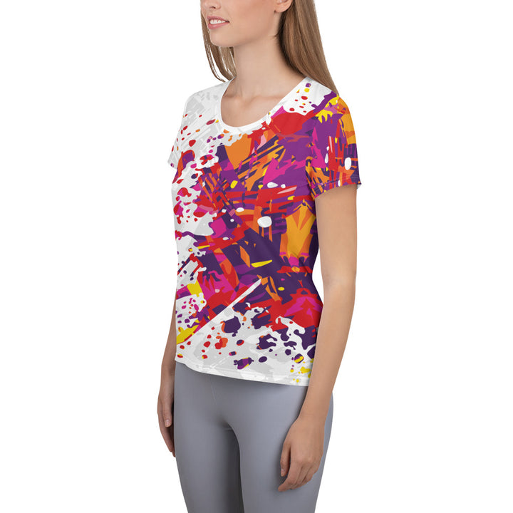 Women's Athletic T-shirt - White-Red Explosion