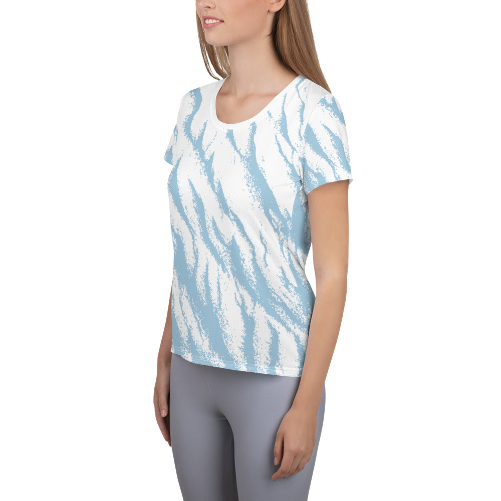 Women's Athletic T-shirt - Blue-White Sand