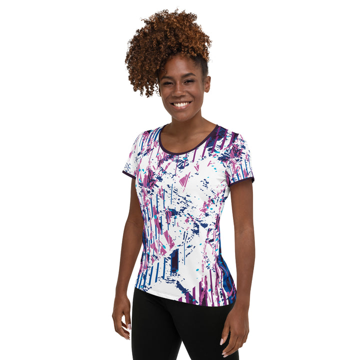 Women's Athletic T-shirt - White-Purple Trace