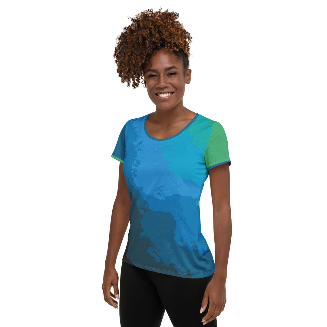 Women's Athletic T-shirt - Blue-Green Fog