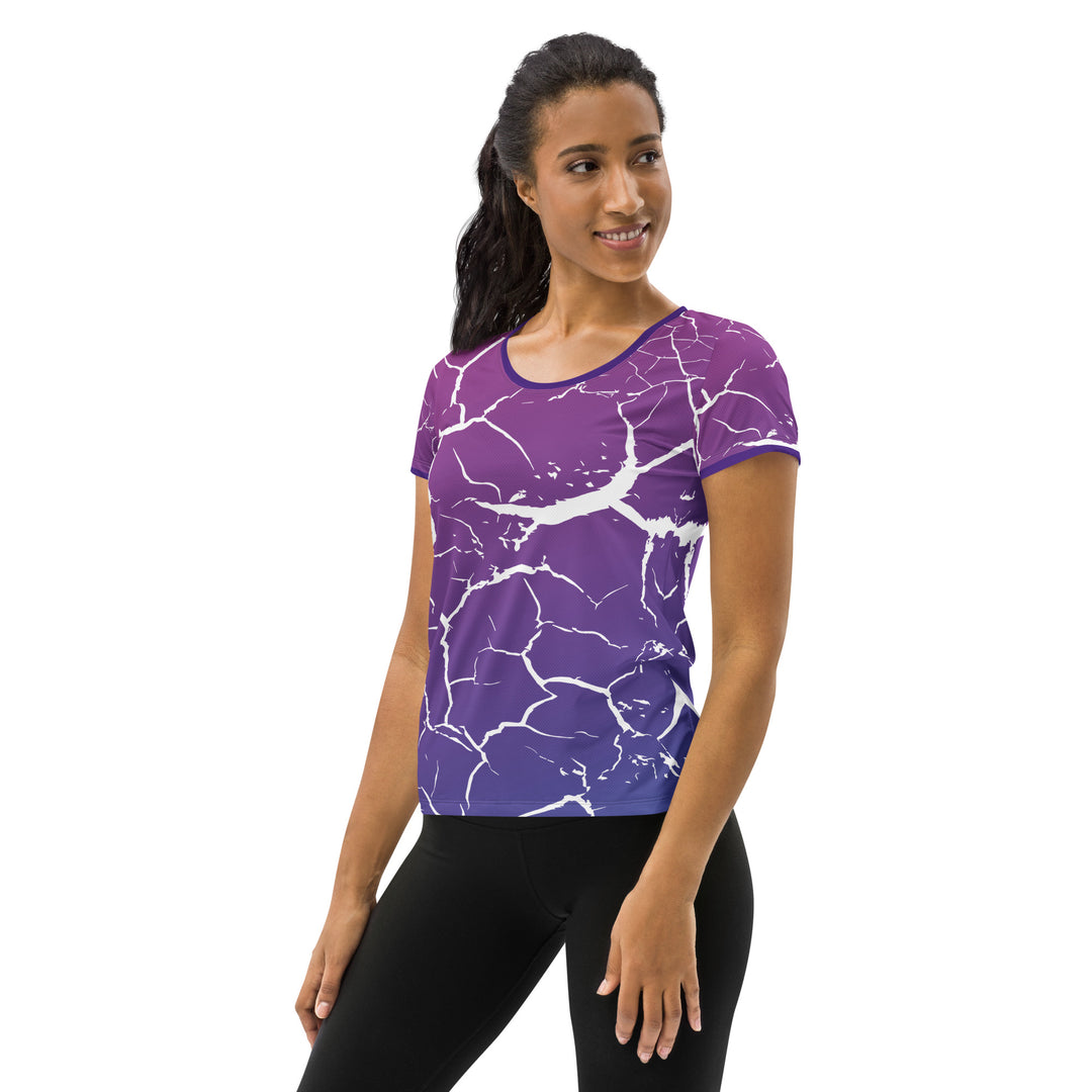 Women's Athletic T-shirt - Purple-White Desert