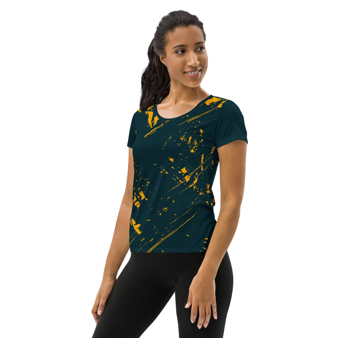 Women's Athletic T-shirt - Blue-Yellow Comet