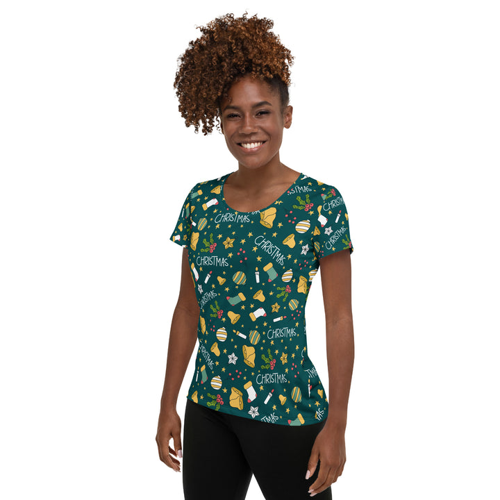 Women's Athletic T-shirt - Green Christmas