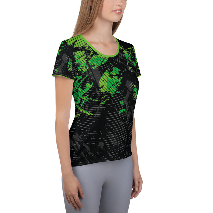 Women's Athletic T-shirt - Black-Green Radar