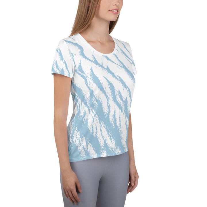 Women's Athletic T-shirt - Blue-White Sand