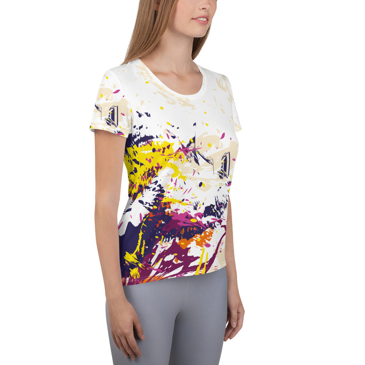 Women's Athletic T-shirt - White-Purple Burst