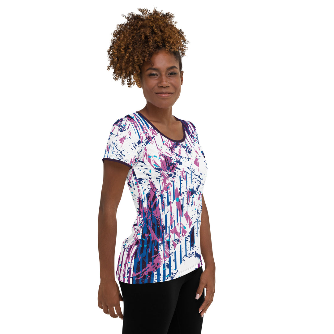 Women's Athletic T-shirt - White-Purple Trace