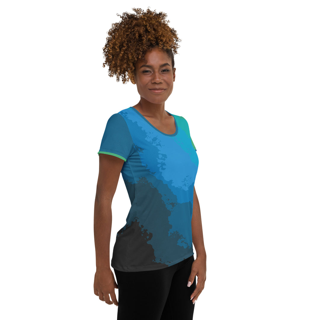 Women's Athletic T-shirt - Blue-Green Fog